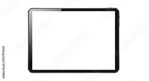 Modern tablet computer with blank white screen isolated on transparent background