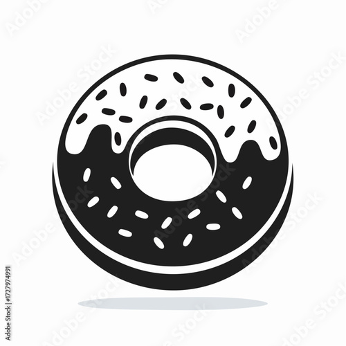 Doughnut graphic illustration with sprinkles and chocolate glaze, vector art