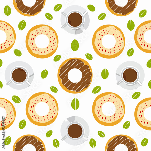 Donuts and Coffee Seamless Pattern Sweet Treats and Caffeine Bliss