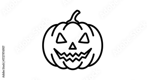 Line Art SVG Illustration of Halloween Pumpkin Icon with Triangle Eyes Modern Simple Vector SVG Design