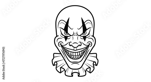 Illustration Black and White Vector SVG Clown Design Line Art Style