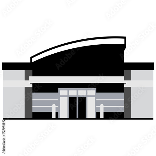 High resolution vector illustration of a shopping mall with trendy stores spacious layouts and mode