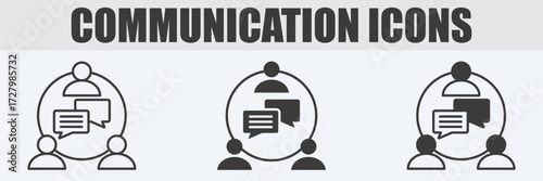 Communication Icon Set Vector Illustration in Outline, Glyph, and Mixed