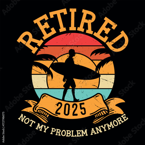 Funny Retirement Officially Retro Vintage Retired T-shirt Design