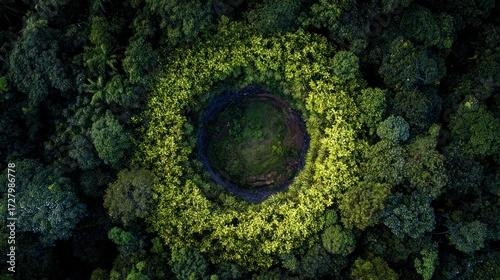 Circle of trees in forest
