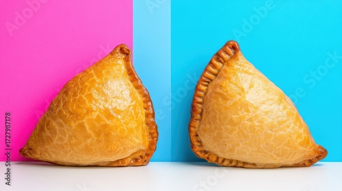 Delicious Savory Pastries on Colorful Backgrounds for Tasty Treats