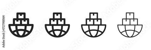 International Trade Icon Set With Multiple Line Styles Vector Illustration 