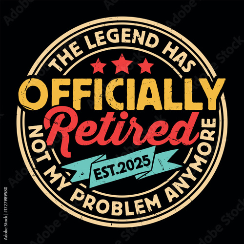 Funny Retirement Officially Retro Vintage Retired T-shirt Design