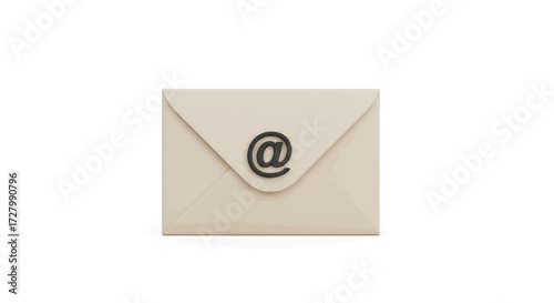An image of a closed envelope with an at symbol on the front.