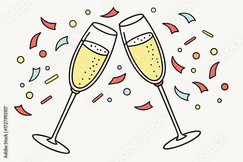 glasses of champagne vector illustration