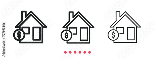 Property valuation icon. Thin line icon vector