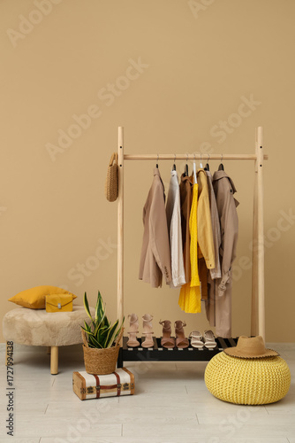 Rack with female clothes ne...