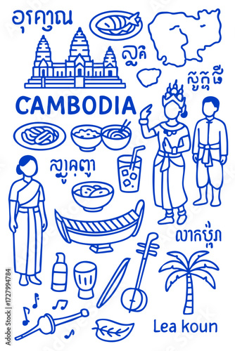 Culture Illustration Set – Traditional People, Music, Dance, Food, and Symbols