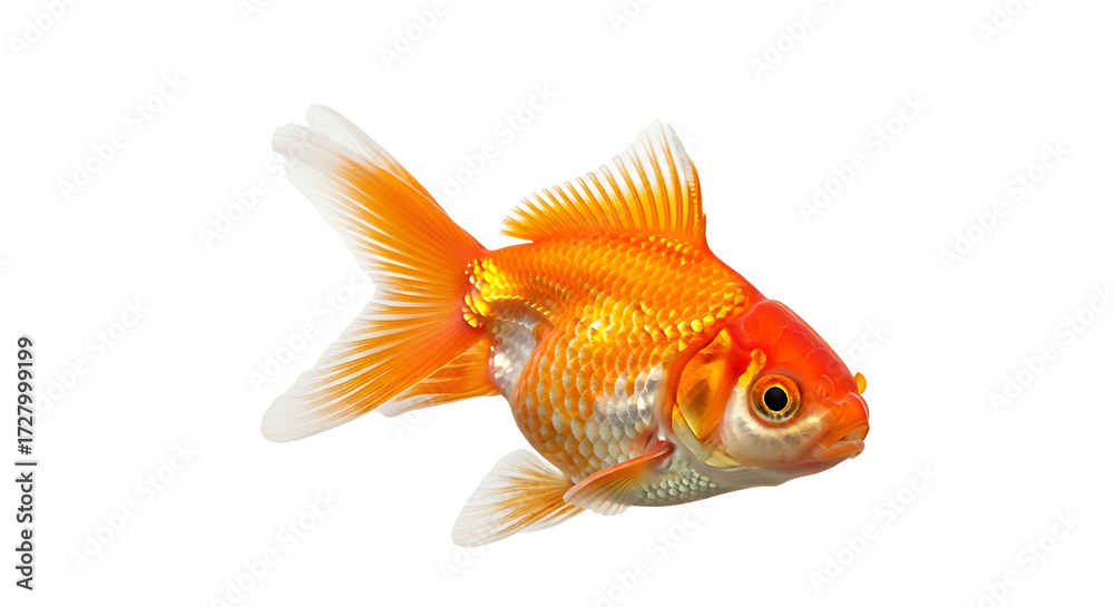 Fototapeta premium Oranda Goldfish Isolated on White Background for Creative Design