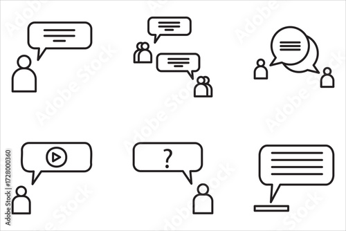 Chat Message Icon set, Comment icon vector, Speech bubble icon,Chat Bubble Icon, Chat, message, message, sms.