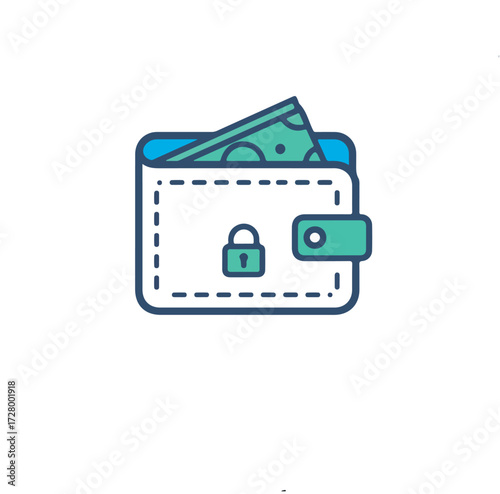 Secure digital wallet icon for financial transactions and online payment security