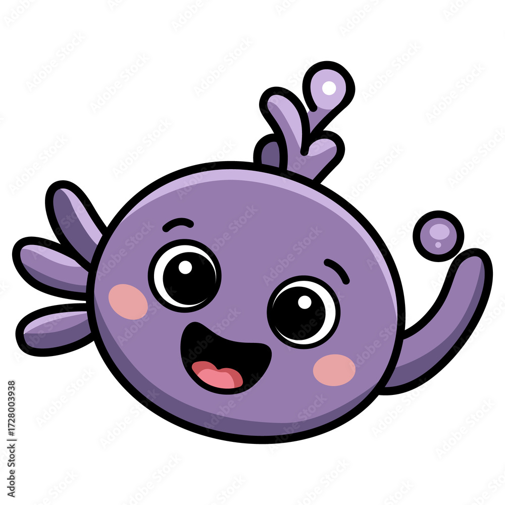 Obraz premium Fish, Cartoon, Vector illustration, Ocean Mammal, Seafood, Ocean, Beach, Icon