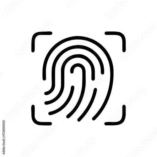 Fingerprint biometric icon simple illustration black outline copy space
