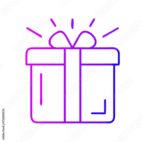 Gift box present icon representing celebration and generosity, minimalist design
