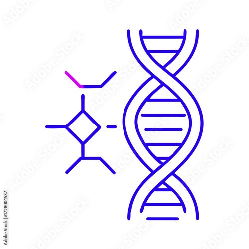 DNA and genetics icon representing biological science and research, minimalist design
