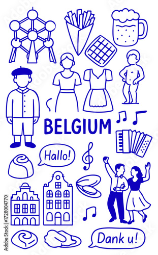 Culture Illustration Set – Traditional People, Music, Dance, Food, and Symbols