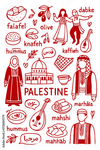 Culture Illustration Set – Traditional People, Music, Dance, Food, and Symbols