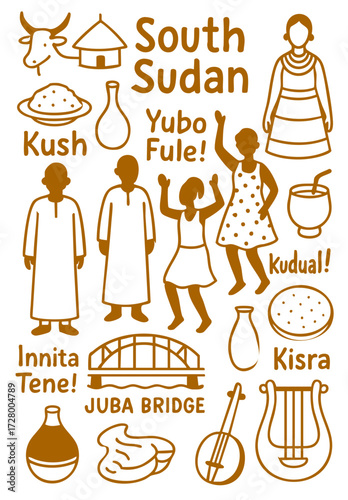 Culture Illustration Set – Traditional People, Music, Dance, Food, and Symbols