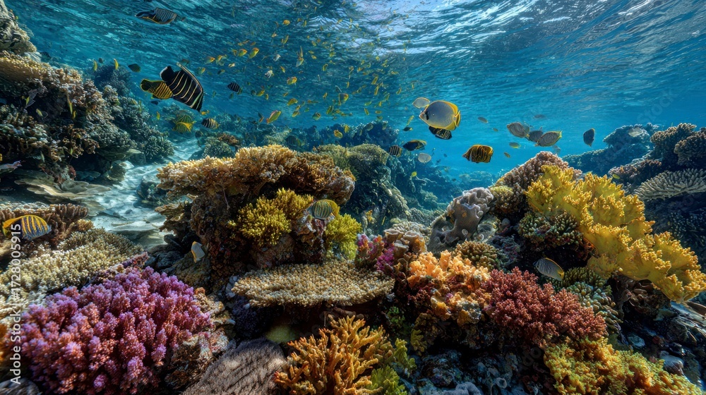 Fototapeta premium Colorful coral reef underwater scene