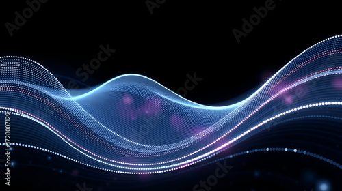 Circle wave  dynamic with dashed line. Technology and digital concept