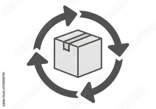 Minimal icon of a box with recycling arrows — no background, no shadow PNG