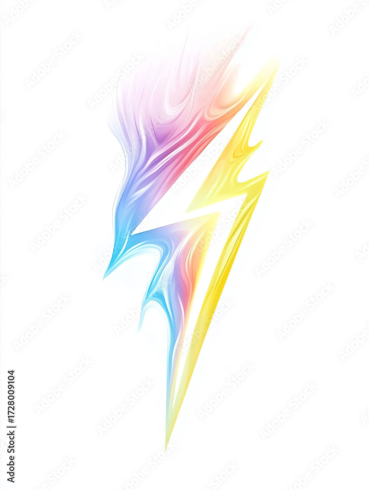 Obraz premium Colorful Abstract Lightning Bolt Design on White Background