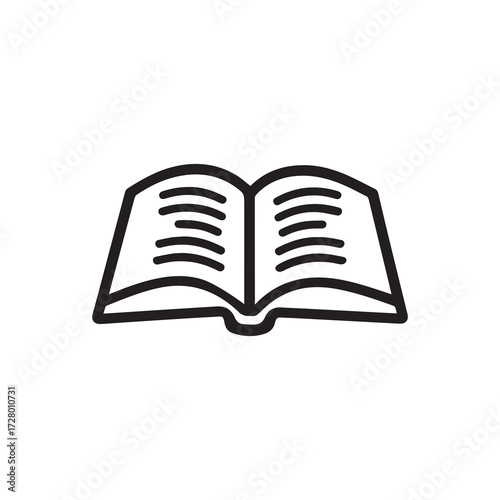 Open book displays neat line art pages against a clear white background