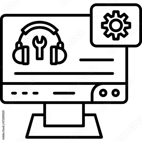 Computer Support Outline Icon