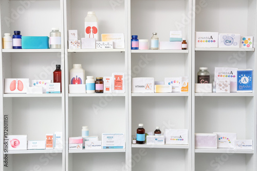 Shelves with medications at...