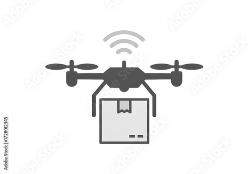 Minimal icon of a drone delivery — no background, no shadow PNG