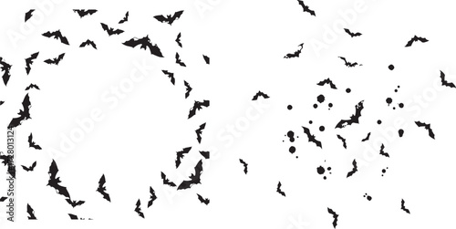 Bat Swarm Silhouette for Halloween Background