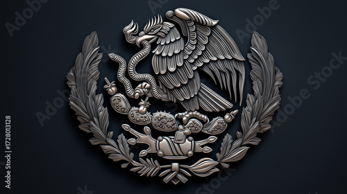 Mexican coat of arms eagle snake emblem national symbol vector illustration graphic design