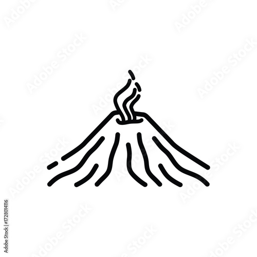 A minimalist volcano drawing erupts subtly on a clean white background canvas
