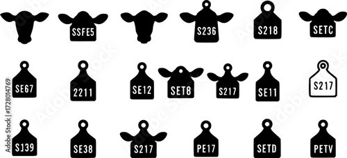 Steer Eartags silhouette vector art white background
