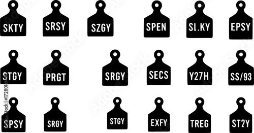 Steer Eartags silhouette vector art white background
