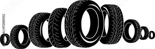 TIRES SILHOUETTE WHITE BACKGROUND

