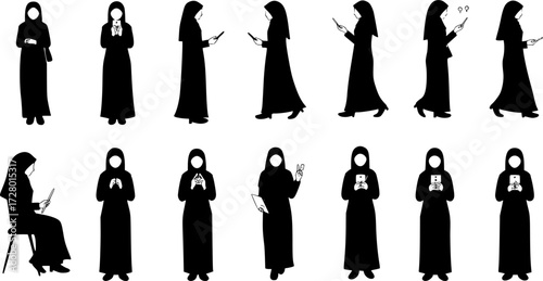 HIJAB SILHOUETTE ON WHITE BACKGROUND

