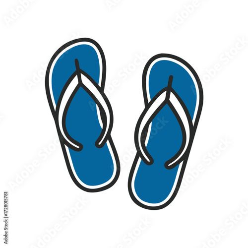 Blue flip-flops with simple design 