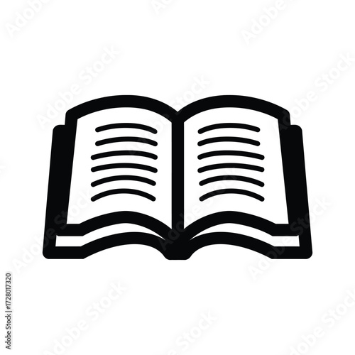 Open book with pages illustrated in black on a white background creates a simple aesthetic