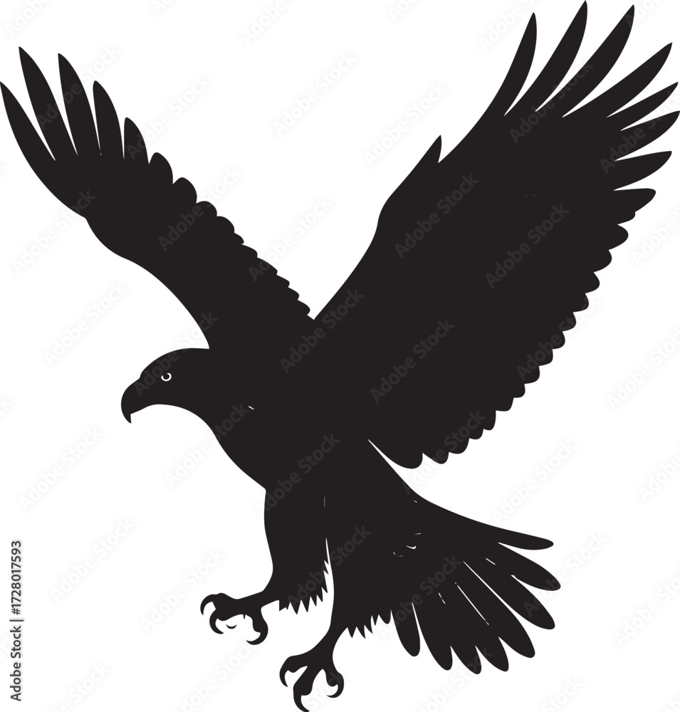 Obraz premium Flying Eagle Silhouette Vector Illustration
