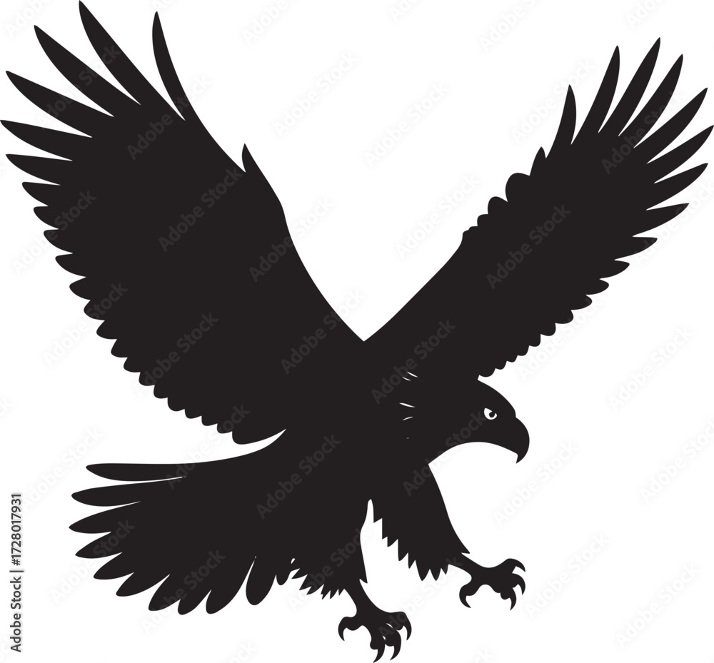 Fototapeta premium Flying Eagle Silhouette Vector Illustration