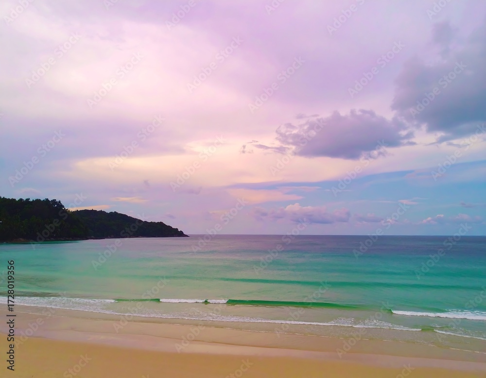 Fototapeta premium Serene beach scene at sunset