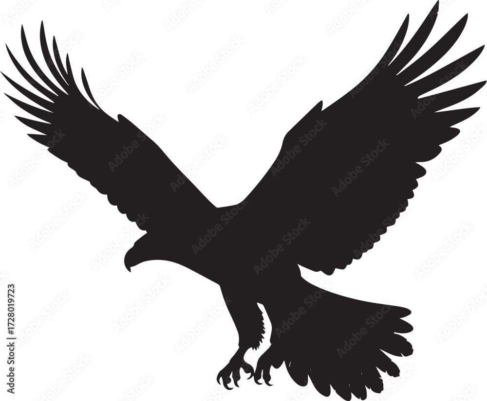 Obraz premium Flying Eagle Silhouette Vector Illustration