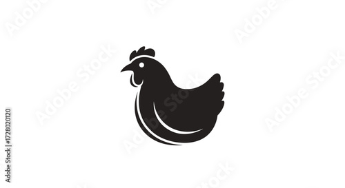 Black hen chicken icon isolated on white background flat illustration
