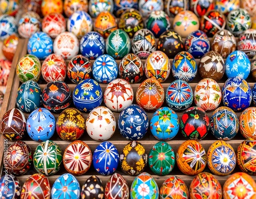 Colorful hand-painted Easter eggs